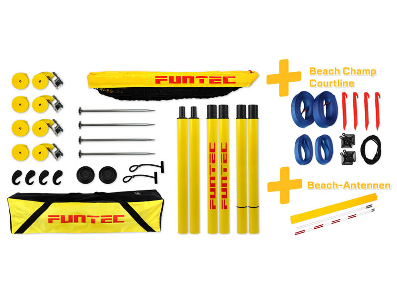 Funtec Beach Champ Set inkl. Spielfeldmarkierung + Netzantennen