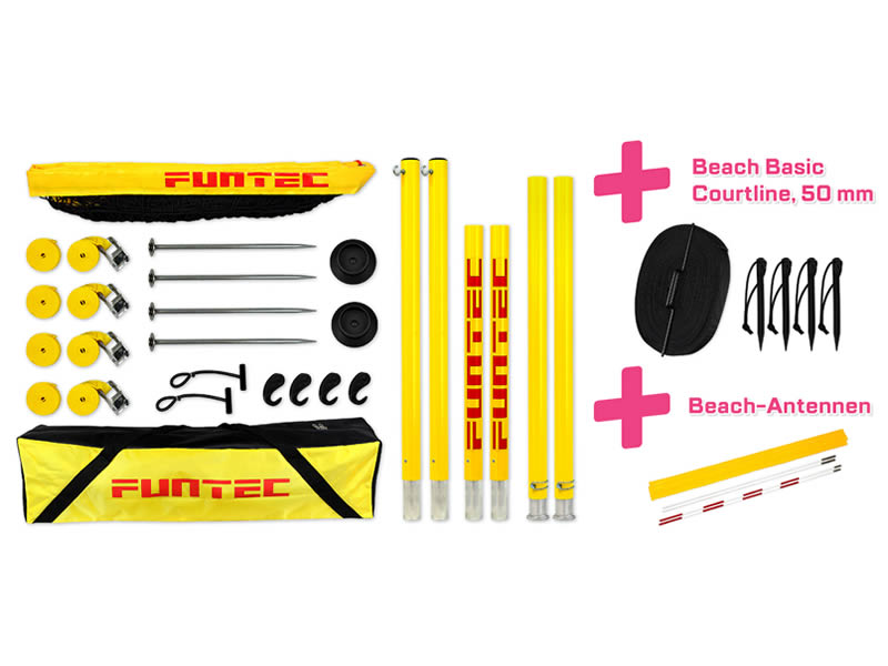 Funtec Pro Beach Set inkl. Spielfeldmarkierung + Netzantennen
